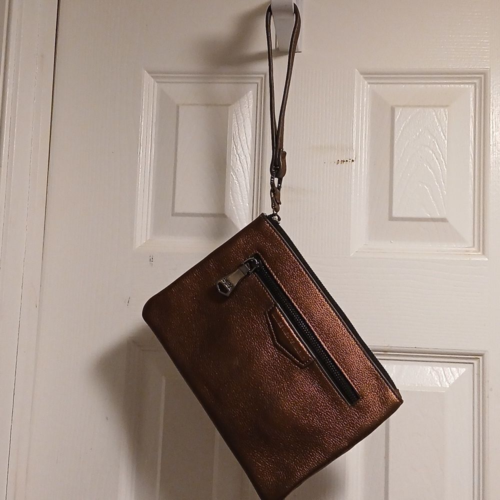 Aimee Kestenberg metallic leather wristlet w.chargers